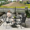 ELPOSUN Outdoor Dining Set of 5, Patio Table and Chairs Set, Textured Glass Tabletop, 4 Stackable Patio Chairs, Patio Furniture, Balcony, Porch, Lawn- Dark Grey