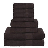 BELIZZI HOME 8 Piece Towel Set 100% Ring Spun Cotton, 2 Bath Towels 27x54, 2 Hand Towels 16x28 and 4 Washcloths 13x13 - Ultra Soft Highly Absorbent Machine Washable Hotel Spa Quality - Chocolate Brown