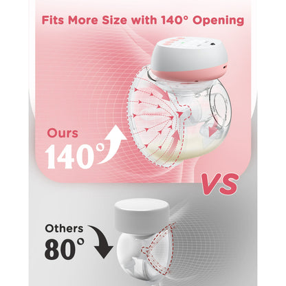 Totmizby Hands Free Wearable Breast Pump - 12 Levels & 3 Modes Electric Breast Pump with Remote Control, 140° Soft Silicone Cups, 1200mAh Rechargeable Battery (1 Pack, Pink)