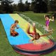 Lane Water Slip and Slide, 16ft Splash and Slide for Kid Adults Backyards | Garden Water Toys Splash Slip Waterslide with 2 Boogie Boards, 16 Foot Two Sliding Racing Lanes with Sprinklers