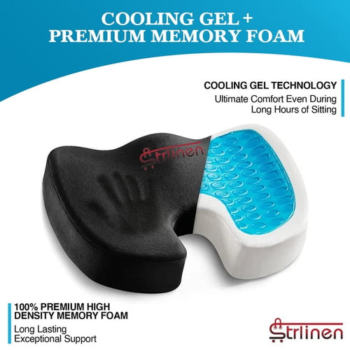 Cooling Memory Foam Seat Cushion for Coccyx & Tailbone Pain Relief