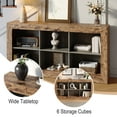 Gelloan 63-Inch Long Sofa Console Table, Rustic Wood Entryway Table with 6 Storage Cubes for Living Room, Hallway, Behind Couch,Brown