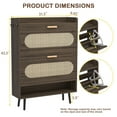 Bel Ark Rattan Shoe Cabinet with 2 Flip Drawers - Narrow Freestanding Hidden Organizer for Entryway, Hallway, Living Room,Walnut