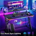 RSPGAME 43" Music Sync LED Gaming Desk,X-Shape Ergonomic Monitor Stand Gamer Table,PC Desk with Cup Holder and PS4/PS5/XBox Controller/Headset Hanger,Black Racing
