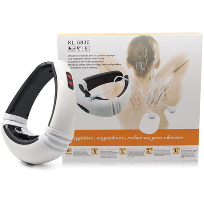 EvoFine 3D Electric Neck Massager - Portable 6 Modes Adjustable 15 Speeds Cordless Deep Tissue Trigger Point Neck Pain Relief Massager with Pulse Pads