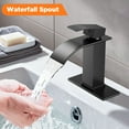 TVOFEK Black Waterfall Bathroom Faucet 1 or 3 Hole, Single Handle Bathroom Sink Faucet with Deck and Pop-up Drain for Lavatory Washbasin