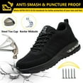 MANLEGU Steel Toe Shoes for Men Women Anti-Puncture Slip Resistant Work Shoes Lightweight Safety Shoes Black Size 5.5