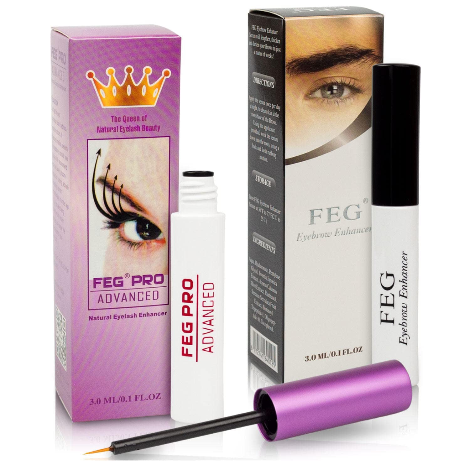 FEG Pro Eyelash & Eyebrow Serum | 100% Natural |Non-Irritating Ingredients | Enhance Eyelash & Eyebrow Growth for great looking eyelashes and eyebrows. 100% Authentic