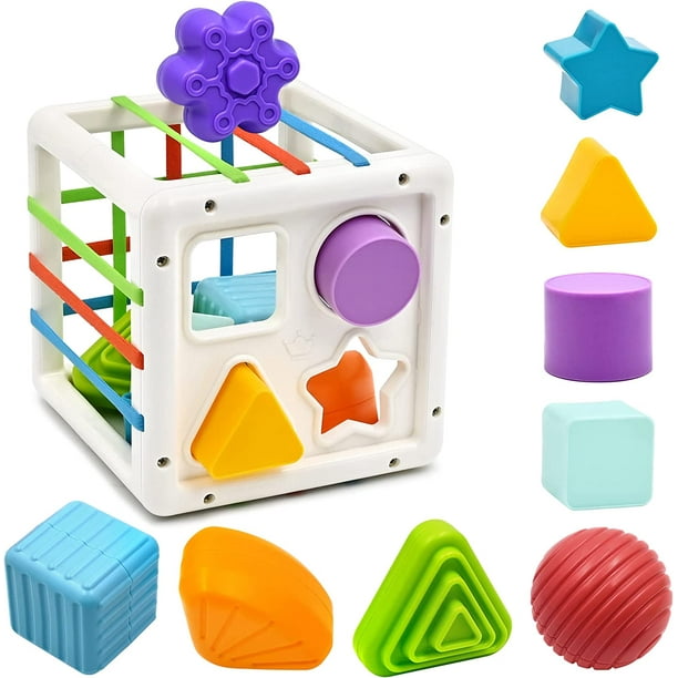 Terra Baby Montessori Toys for 1 Year Old Boy Girl Gifts, Shape Sorter Sensory Bin Toys 6 to 12 18 Months, Fine Motor Skill Activity Cube