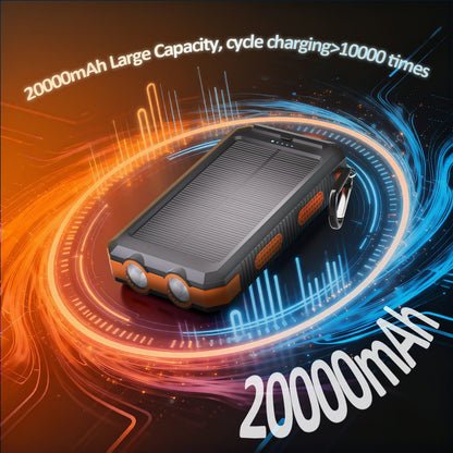 Solpowben 20000mAh Solar Power Bank Compatitble for iphone Portable Solar Power Bank with Dual 5V USB Ports 2 Flashlight Compass Battery Pack for Outdoor Camping Hiking(Orange)