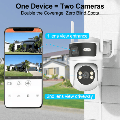 4K Indoor/Outdoor Smart Security Camera, 2.4G&5G WiFi with Night Vision, Dual-Screen Display, 2-Way Talk, Human Detection, Motion Tracking, Cloud & SD Card