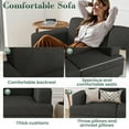 YOUDENOVA 89" 3 Seater Sofa Couch, Oversizde Cloud Couch with Deep Seats, Corduroy Sleeper Lounge Sofa Couches for Living Room Apartment Office, Black Couch