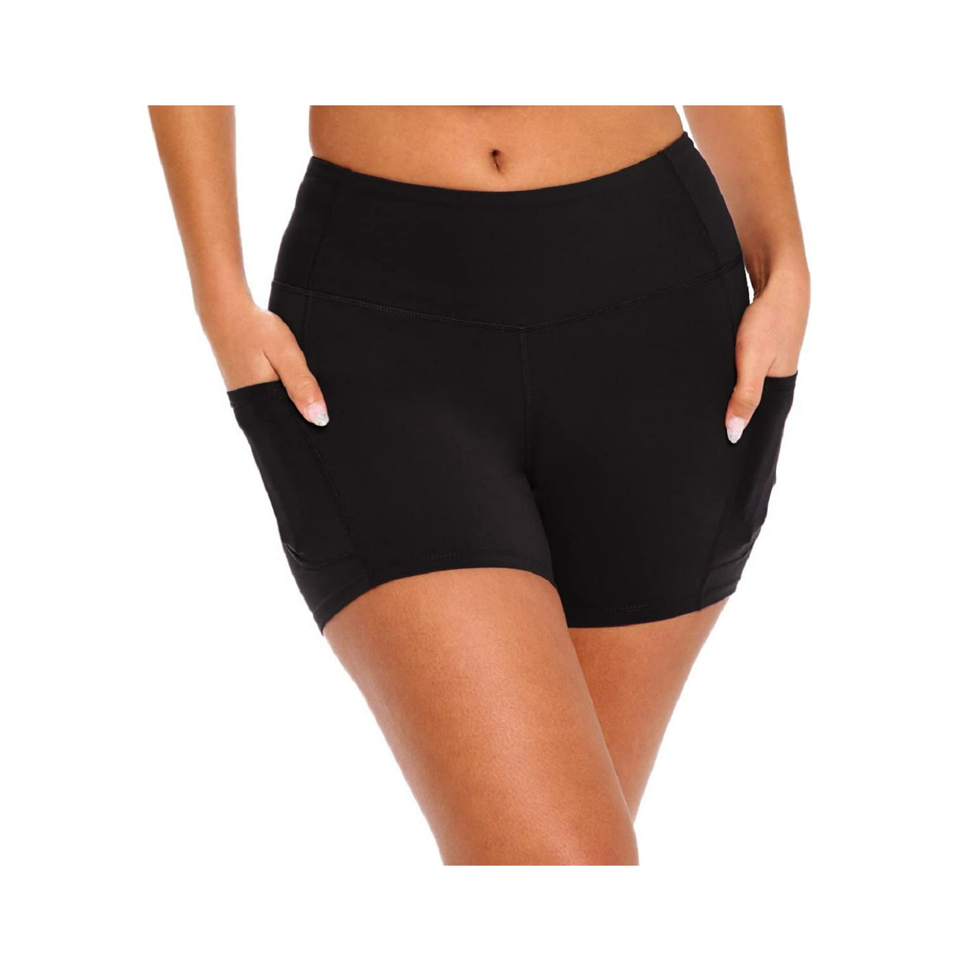 M&M SCRUBS Women's High Waist Yoga Shorts&nbsp;Tummy Control with Deep Pockets (X-Small, Black)