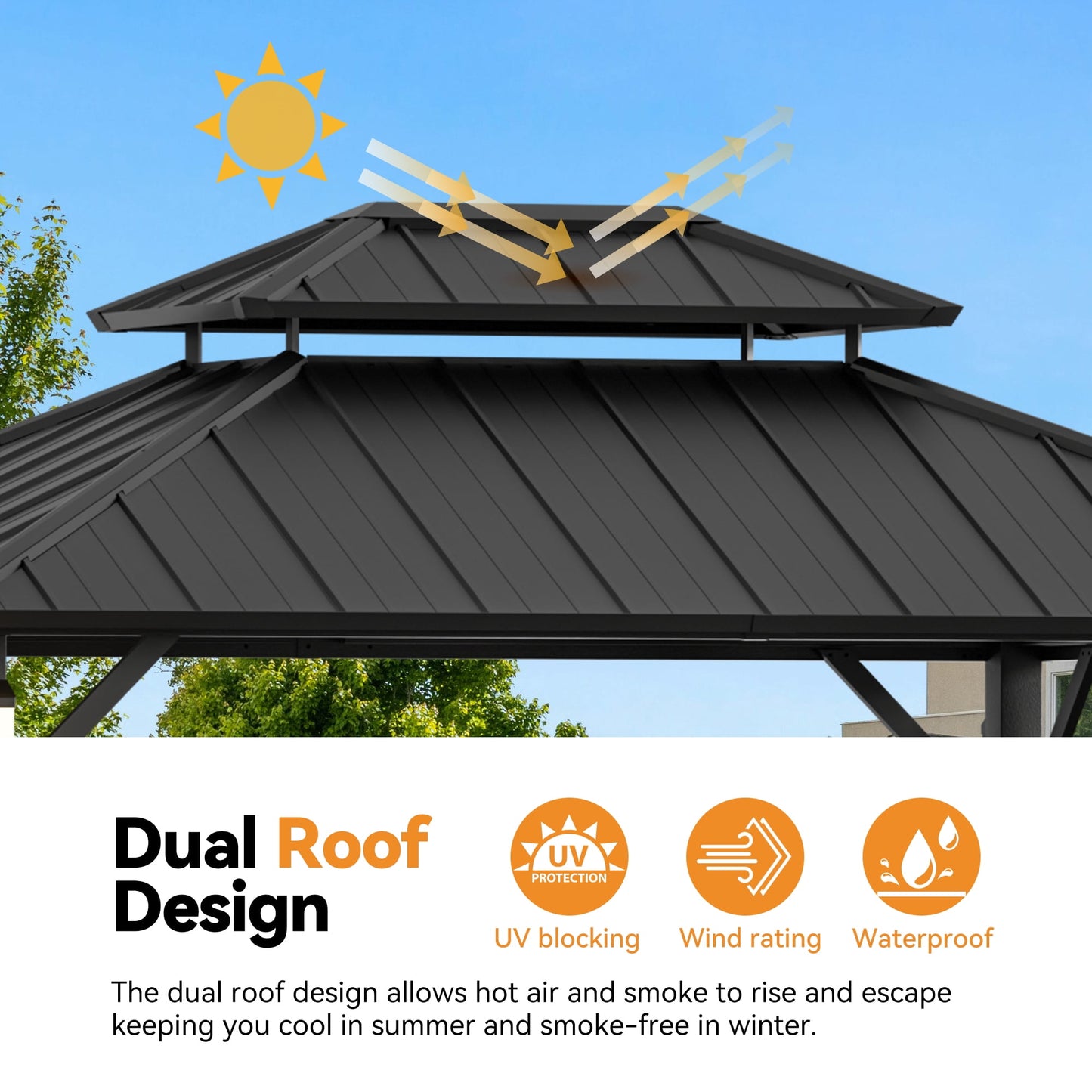 Modern Shade 10'x12' Hard Top Gazebo W/ Solar LED light