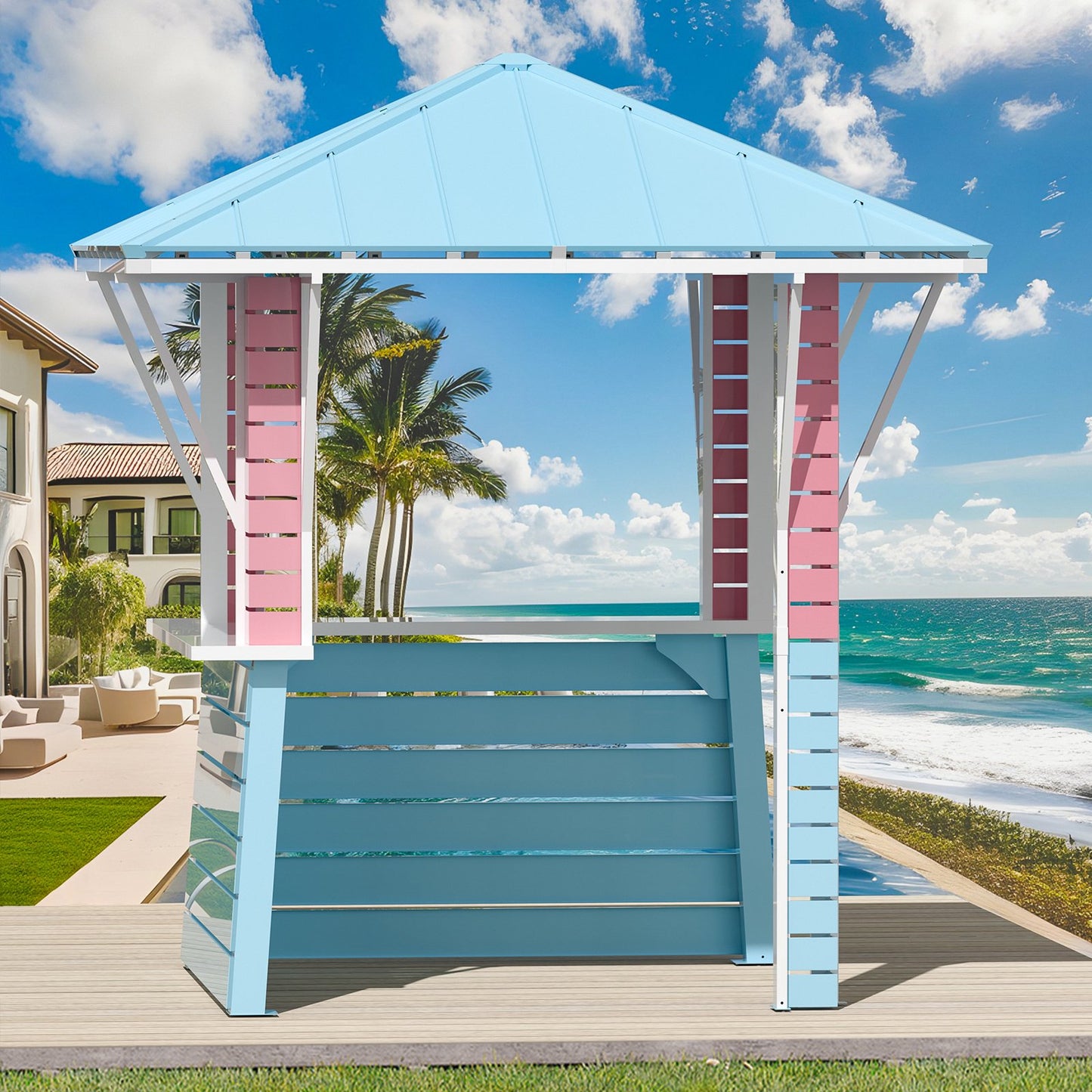 Modern Shade 8' x 8' Outdoor Grill Gazebo with USB Port and Hooks, Steel Frame for Patio or Poolside