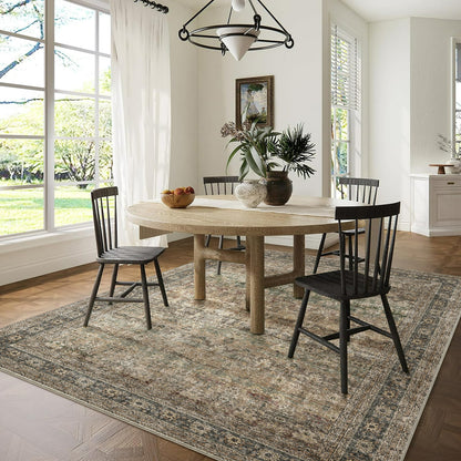 BERTHMEER Vintage Large Area Rugs 8’x10' Clearance for Living Room Bedroom Office Dining Room Farmhouse Brown Oriental Rugs Non Slip Traditional Distressed Rugs