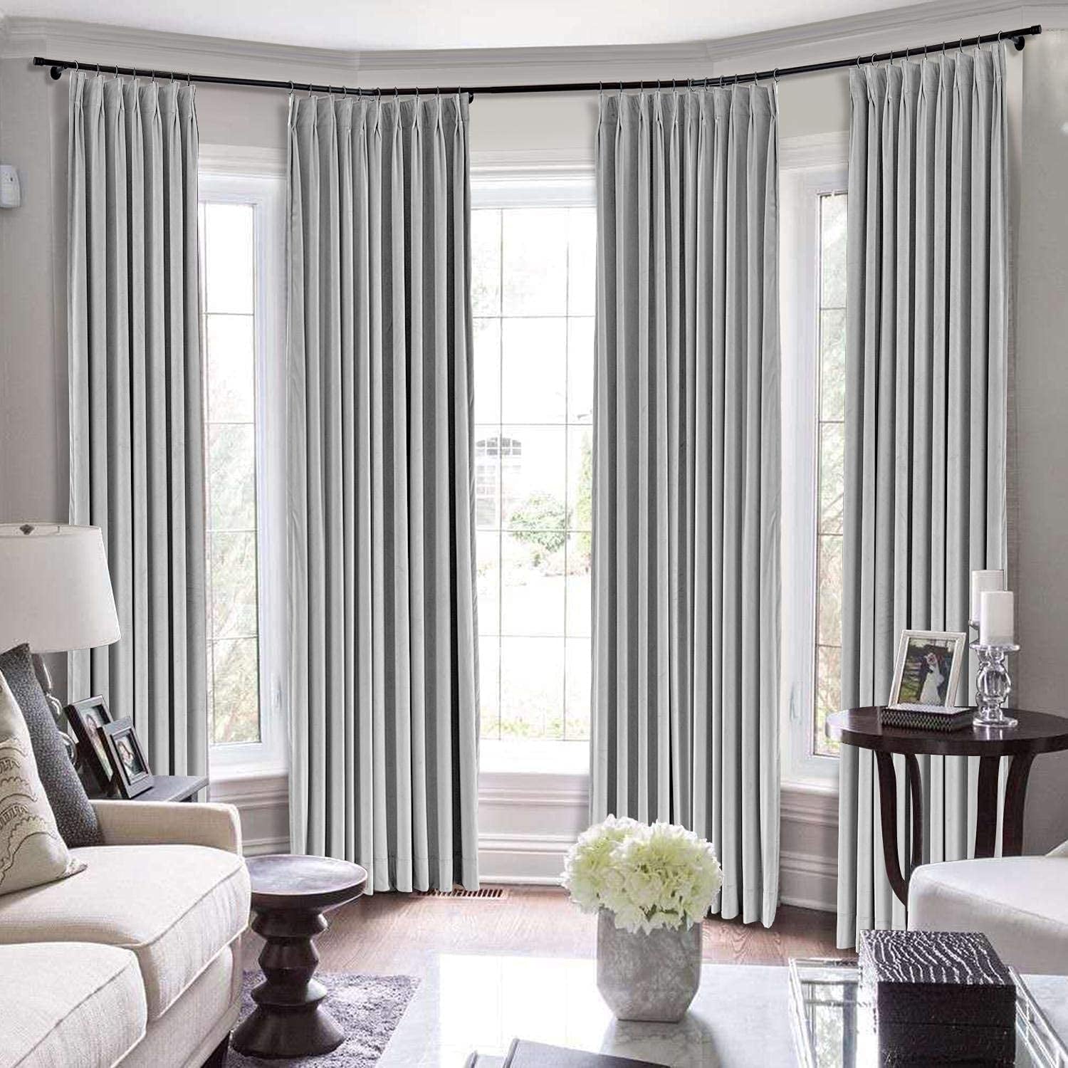 Pinch Pleated blackout 100% Polyester Blend Curtains Room Darkening Curtains Traverse Rod Living Room Bedroom Meetingroom Club Theater Patio Door (1 Panel , 100" W By 72" L) { Silver Grey }