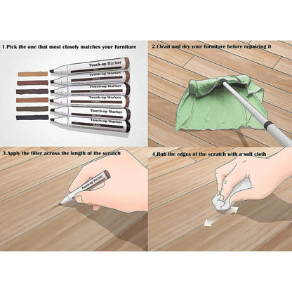 Furniture Repair Kit Wood Markers - Set of 12 - Markers and Wax Sticks with Sharpener Kit, for Stains, Scratches, Wood Floors, Tables, Desks, Carpenters, Bedposts