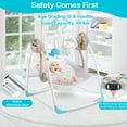 OEIKPFN Foldable Baby Swing for Infants with Adaptable Speeds, Music and Toys for 0-9 Months 6-25 lbs, White Gray