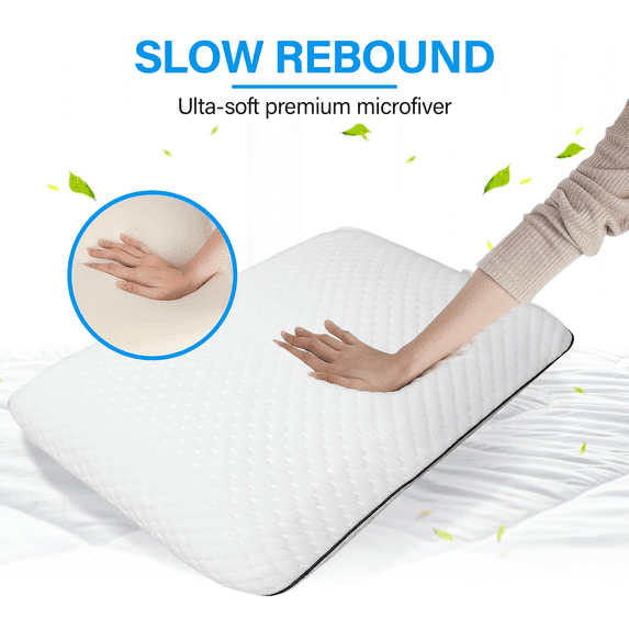 Strlinen Cooling Gel Memory Foam Pillow – Breathable Ergonomic Pillow with Ventilated Design & Washable Cover