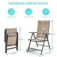 ELPOSUN Outdoor Folding Dining Chairs Set of 2, Folding Lawn Chairs for Adults with Padded All Weather Breathable Textilene, Portable Folding Chairs for Outside, No Assembly, Beige