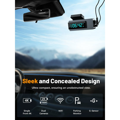 ODREY Dash Cam Front and Rear, 2.5K+1080P WDR Dash Camera for Cars, 4K Single Front Built-in WiFi Car Camera with G-Sensor, Super Night Vision, 64GB Card, Loop Recording, Parking Mode