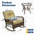 ELPOSUN 3-Piece Outdoor Rocking Chairs, Wicker Patio Furniture with Thickened Cushions and Table for Porch