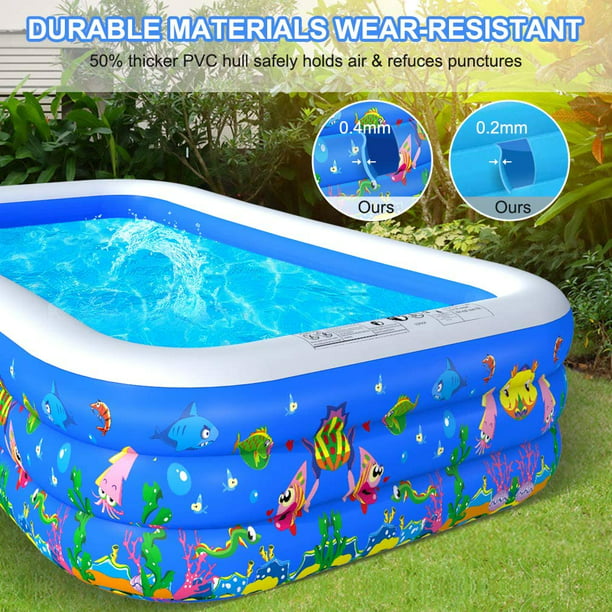 Intera Inflatable Swimming Pools, Kiddie Pools, Family Lounge Pools, 130'' x 72'' x 20'' Large Family Swimming Pool for Kids, Adults, Babies, Toddlers, Outdoor, Garden, Backyard