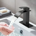 TVOFEK Black Waterfall Bathroom Faucet 1 or 3 Hole, Single Handle Bathroom Sink Faucet with Deck and Pop-up Drain for Lavatory Washbasin