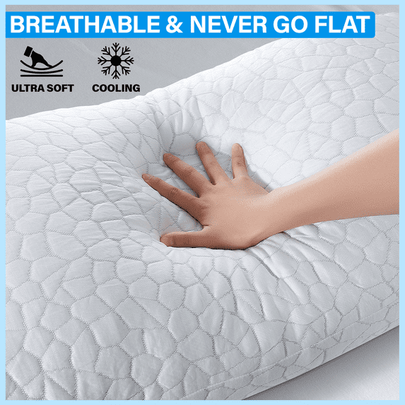 Strlinen Cooling Pillow Queen Size – Shredded Gel Memory Foam Pillow, Adjustable Support for Side, Back & Stomach Sleepers