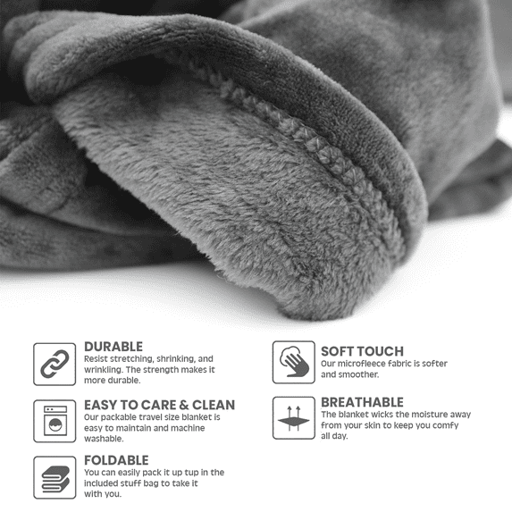 Strlinen 2-in-1 Travel Blanket & Pillow – Soft Airplane Blanket with Luggage Sleeve & Backpack Clip