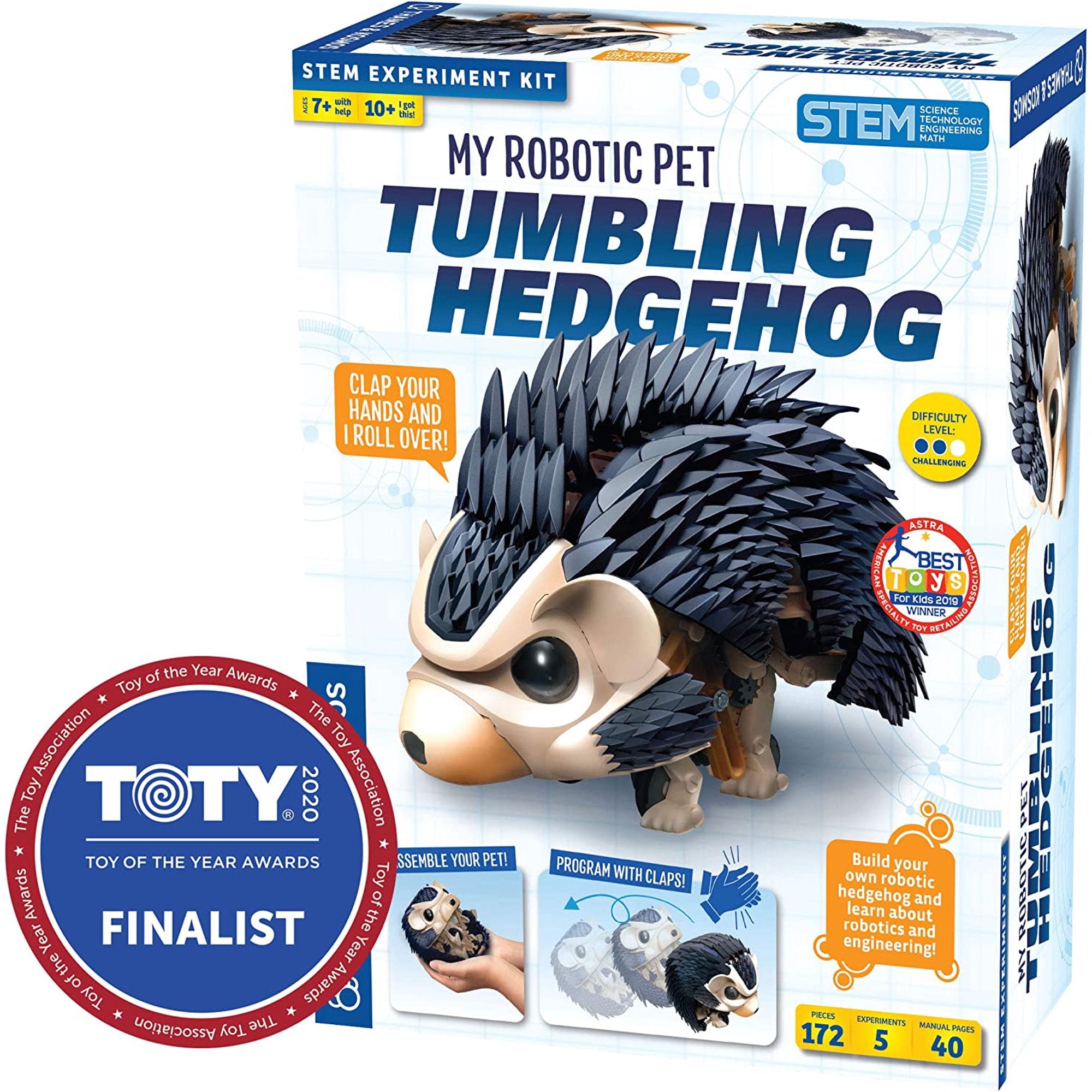 Terra My Robotic Pet - Tumbling Hedgehog | Build Your Own Sound Activated Tumbling, Rolling, Scurrying Pet | STEM Experiment Kit | Toy of The Year Award Finalist