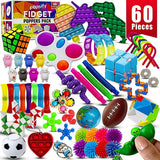 Terra (60 Pcs) Fidget Toys, Pop It Pop Its Fidgets Set Stocking Stuffers for Kids Party Favors Autism Sensory Toy Bulk Pack