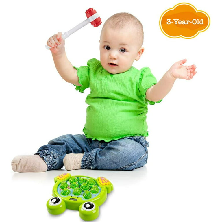 Marlowe Whack a Frog Game Pounding Toy with 2 Small Hammers Toy, Educational Toy for Toddler Game, Learning Preschool Toy for 3-Year Old Girls, Boys and Up