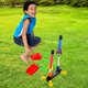 Terra Toy Rocket Launcher for Kids, Fun Outdoor Toys for Kids, Sturdy Launcher Stand With 2 Foot Launch Pads & 6 Colorful Foam Rockets