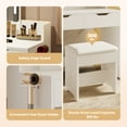 Bestier Vanity Set with Mirror and Lights,Vanity Desk with 2 Drawers,Makeup Table and Stool Set with 3 Light Modes & Hair Dryer Holder,White