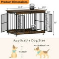 48 Inch Dog Cage Furniture for Extra Large Dog, Double-Doors Heavy Duty Dog Crate with 360° Caster Wheels, Dog Kennel Indoor Decorative Pet House Dog Cage Table, Brown