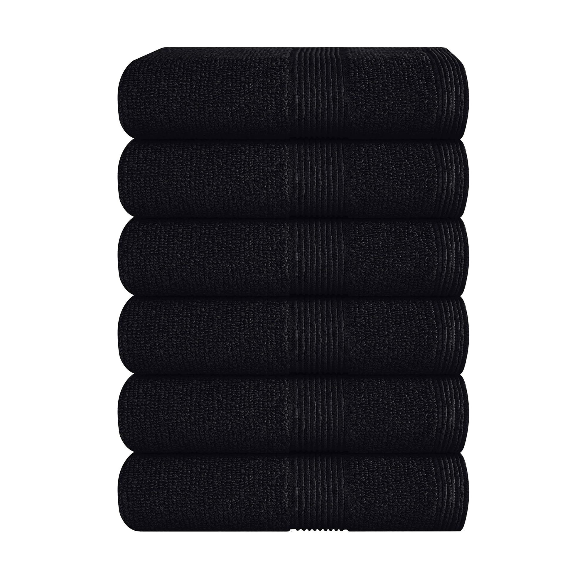 BELIZZI HOME Ultra Soft 6-Piece Hand Towel Set 16x28 - 100% Ringspun Cotton - Durable & Highly Absorbent Hand Towels - Ideal for use in Bathroom, Kitchen, Gym, Spa & General Cleaning - Black
