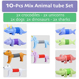 Boxgear 10 Pcs Animal Shape Sensory Pop Tubes Fidget Toys For Toddlers, Girls and Boys – Stress Relief Pop Sound Spring Sensory Toys