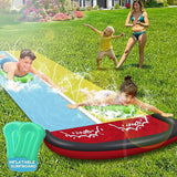 Lavinya Double Lawn Water Slide for Kid and Adult, 15.7ft Water Slip Waterslide Sprinkler Water Splash Slide with 2 Boogie Boards for Cool Summer Fun