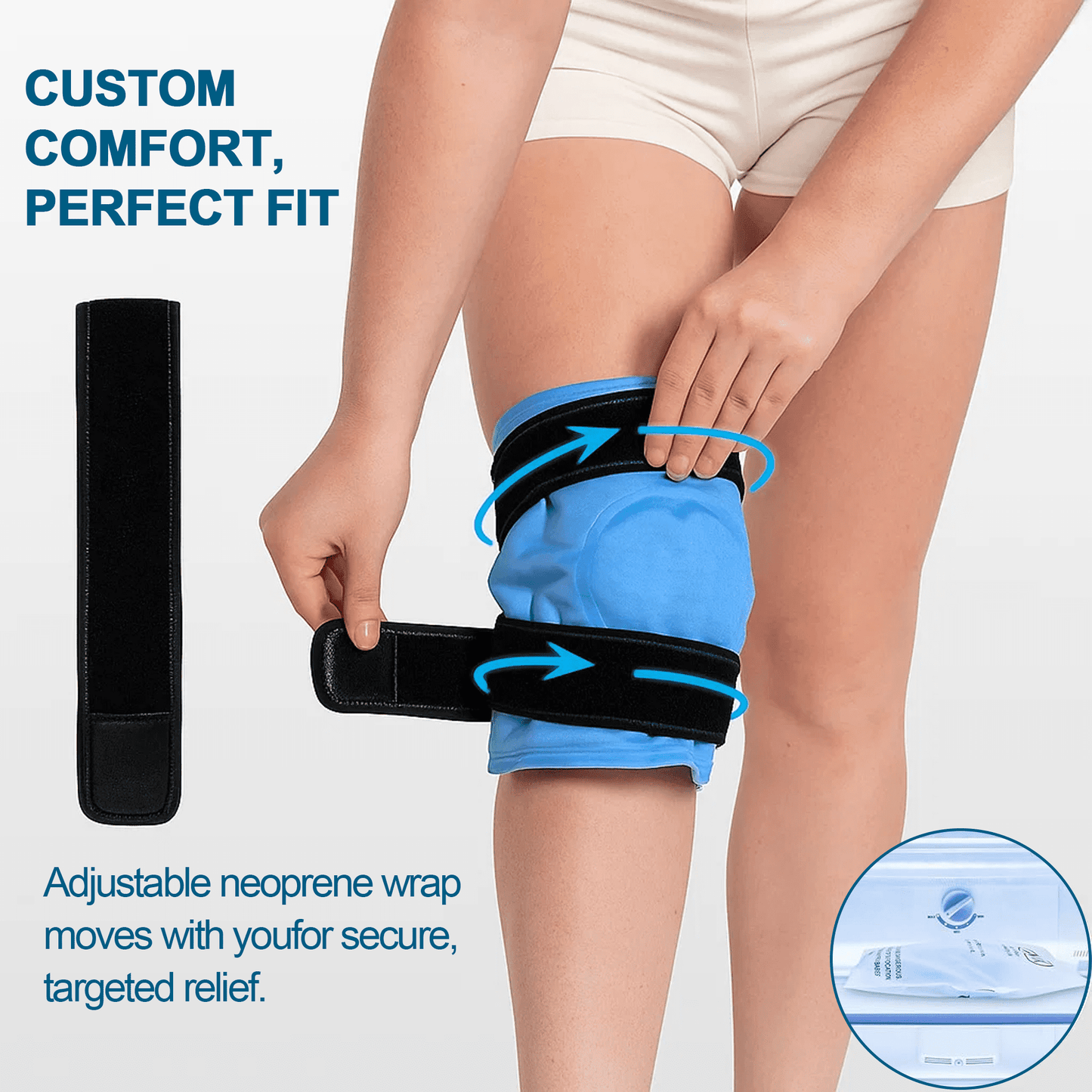 Ice Pack Wrap Around Knee After Surgery, Reusable Gel Large Ice Pack for Injuries, Pain Relief, Swelling, Sports Injuries, 1 Pack