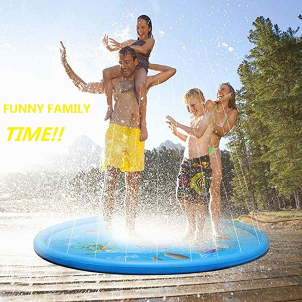 Kiddie Baby Pool, Inflatable Splash Sprinkler Pad for Kids Toddlers Dogs, Outdoor Water Mat Toys, Baby Infant Wading Swimming Pool, Fun Backyard Fountain Play Mat for 1-12 Year Old Girls Boys