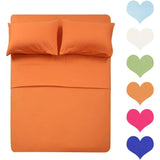 True Luxury Pure Heavy Rich Pima Cotton 4-Piece Bed Sheets Set Twin Size Fits mattresses Upto 16-20” deep Pocket – Sateen Weave (Solid, Orange)