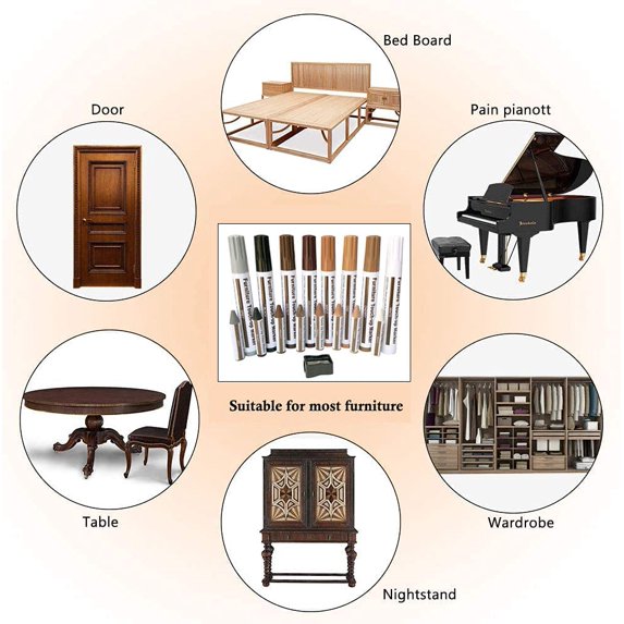 Furniture Repair Kit Wood Markers - Set of 12 - Markers and Wax Sticks with Sharpener Kit