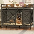 48 inch Dog Crate Furniture for Large Breeds (Up to 90 lb), Wooden & Steel, 360° Casters, Waterproof Top, Steel Lock,Vintage Brown