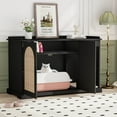 Bel Ark Hidden Cat Litter Box Furniture，Indoor Wooden Cat Litter Box Enclosure with Double Movable Doors and Divider for Living Room Washroom,Black