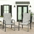 ELPOSUN Outdoor Patio Dining Chairs Set of 2,Breathable Seat Fabric and Alloy Steel Frame for Backyard Porch Garden Sunroom ,Durable Frame for Lawn Garden Backyard, Light Gray