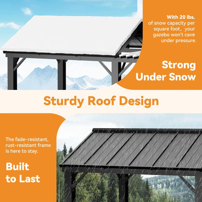 FONA 6x8 Modern Shade Grill Gazebo with Galvanized Steel Roof,Waterproof,Rust-Resistant,4-Season Use