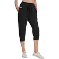 Women's Cargo Capri Sweatpants Hiking Joggers Cropped Pants Lightweight Quick Dry Athletic Workout Leggings Casual Outdoor Shorts Black