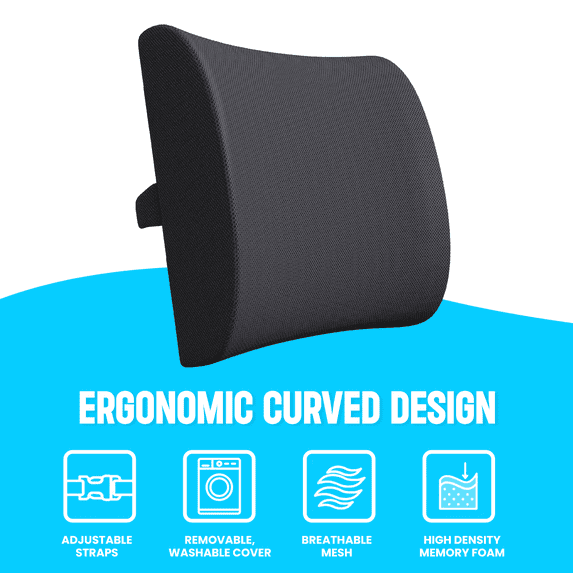 Strlinen Lumbar Support Pillow – Memory Foam Back Cushion for Office Chair, Car Seat & Posture Support